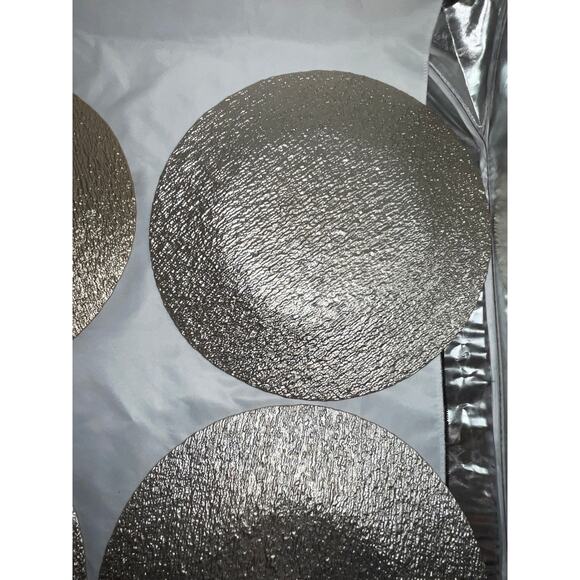 NEW AKCAM TURKISH GLASS GOLD RAINBOW IRIDESCENT DINNER PLATE SET/4 - Picture 9 of 15